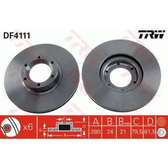 Jeu de 2 disques de frein avant TRW DF4111