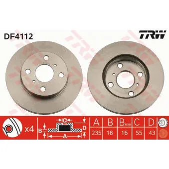 Jeu de 2 disques de frein avant TRW DF4112