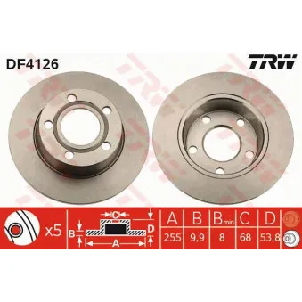 Jeu de 2 disques de frein arrière TRW DF4126