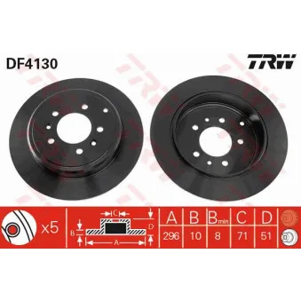 Jeu de 2 disques de frein arrière TRW DF4130