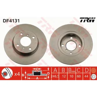 Jeu de 2 disques de frein avant TRW DF4131
