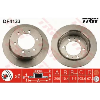 Jeu de 2 disques de frein arrière TRW DF4133