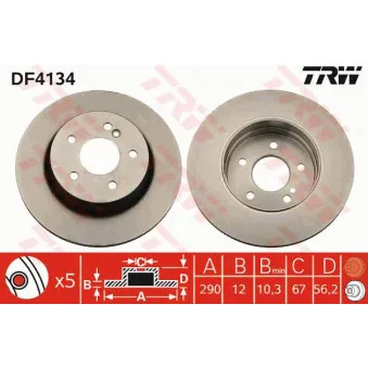 Jeu de 2 disques de frein arrière TRW DF4134