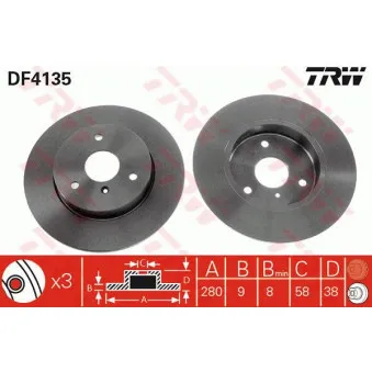 Jeu de 2 disques de frein avant TRW DF4135