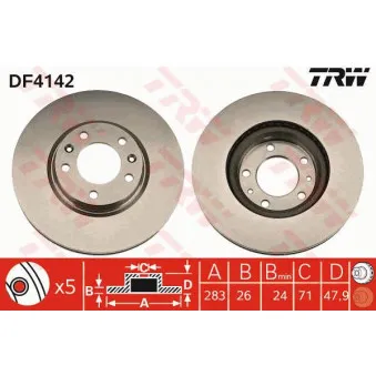 Jeu de 2 disques de frein avant TRW DF4142