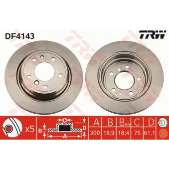 Jeu de 2 disques de frein arrière TRW DF4143