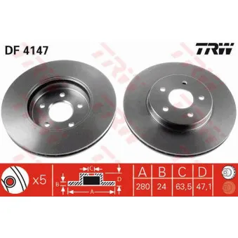 Jeu de 2 disques de frein avant TRW DF4147