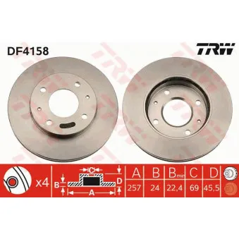 Jeu de 2 disques de frein avant TRW DF4158