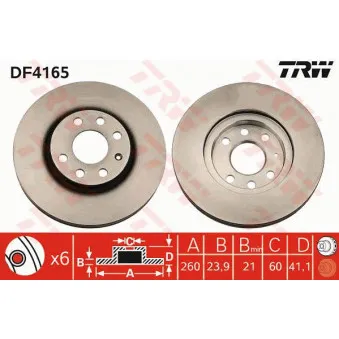 Jeu de 2 disques de frein avant TRW DF4165