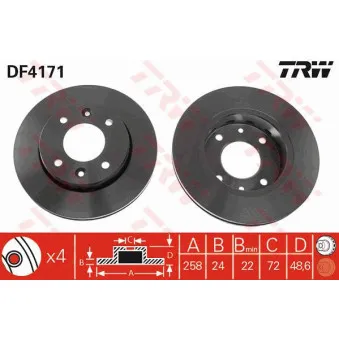 Jeu de 2 disques de frein avant TRW DF4171