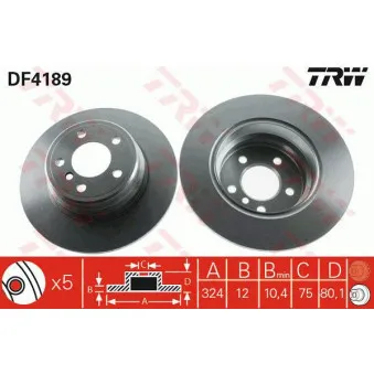 Jeu de 2 disques de frein arrière TRW DF4189