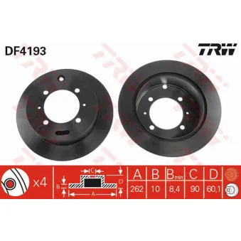 Jeu de 2 disques de frein arrière TRW DF4193