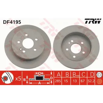 Jeu de 2 disques de frein arrière TRW