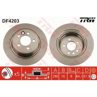 Jeu de 2 disques de frein arrière TRW