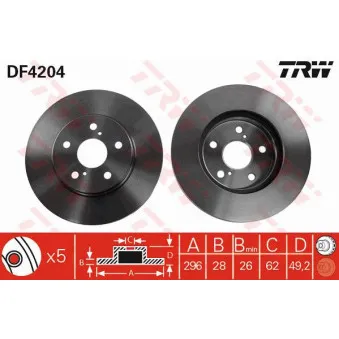 Jeu de 2 disques de frein avant TRW