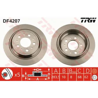 Jeu de 2 disques de frein arrière TRW DF4207