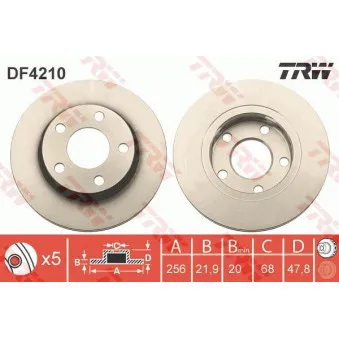 Jeu de 2 disques de frein arrière TRW DF4210