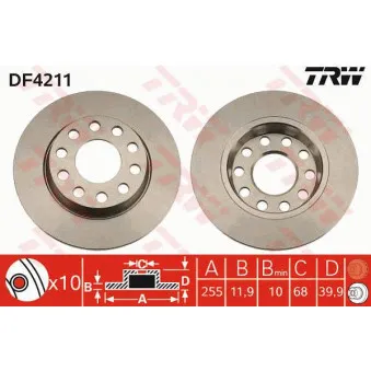 Jeu de 2 disques de frein arrière TRW DF4211