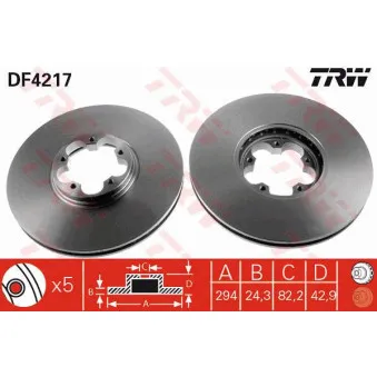 Jeu de 2 disques de frein avant TRW DF4217