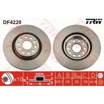 Jeu de 2 disques de frein avant TRW