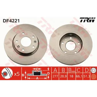 Jeu de 2 disques de frein avant TRW DF4221