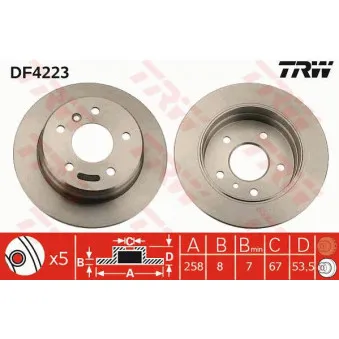 Jeu de 2 disques de frein arrière TRW DF4223