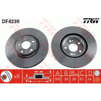 Jeu de 2 disques de frein avant TRW