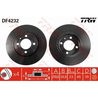 Jeu de 2 disques de frein avant TRW DF4232