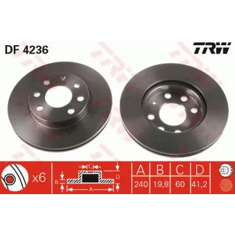 Jeu de 2 disques de frein avant TRW DF4236