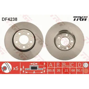 Jeu de 2 disques de frein avant TRW DF4238