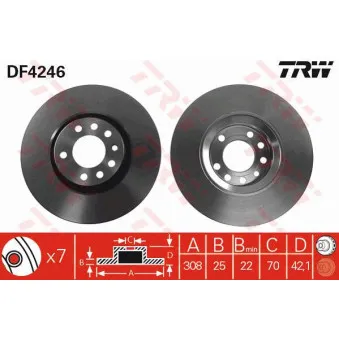 Jeu de 2 disques de frein avant TRW DF4246