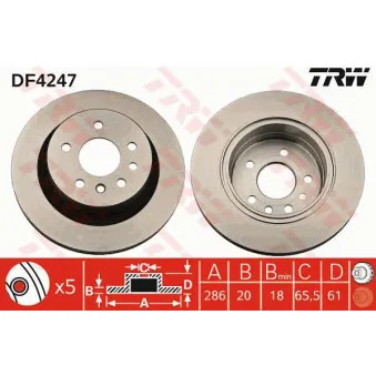 Jeu de 2 disques de frein arrière TRW