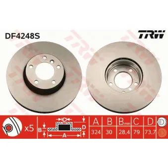 Jeu de 2 disques de frein avant TRW DF4248S