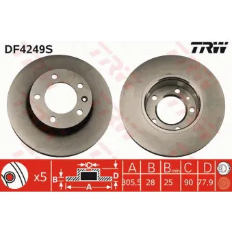 Jeu de 2 disques de frein avant TRW DF4249S