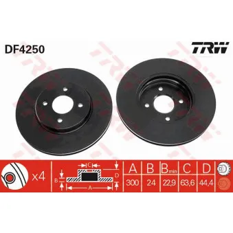 Jeu de 2 disques de frein avant TRW DF4250