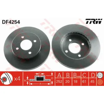 Jeu de 2 disques de frein avant TRW DF4254