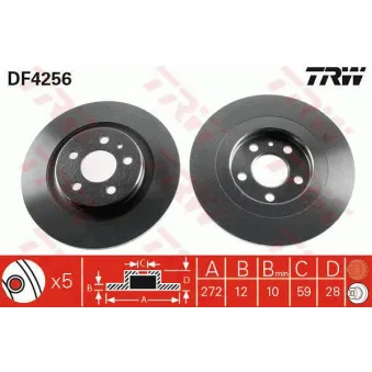 Jeu de 2 disques de frein arrière TRW DF4256