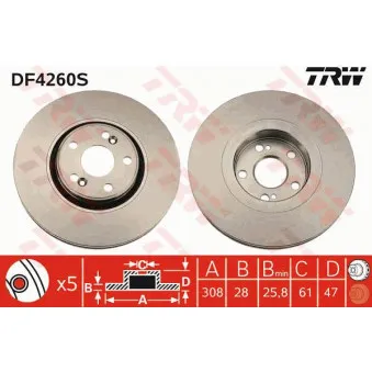 Jeu de 2 disques de frein avant TRW