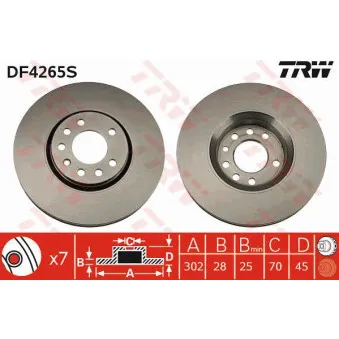 Jeu de 2 disques de frein avant TRW DF4265S