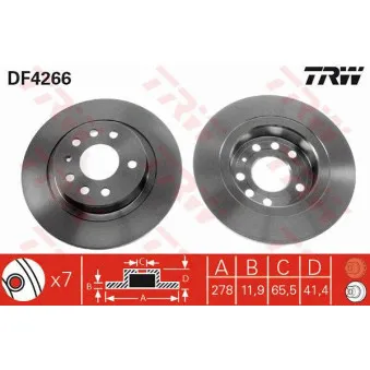Jeu de 2 disques de frein arrière TRW DF4266