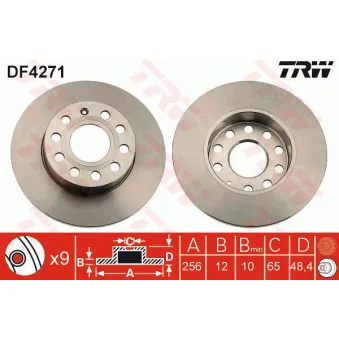 Jeu de 2 disques de frein arrière TRW DF4271