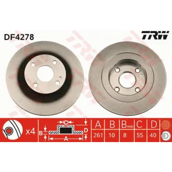 Jeu de 2 disques de frein arrière TRW