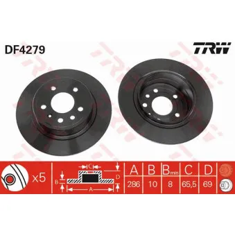 Jeu de 2 disques de frein arrière TRW DF4279