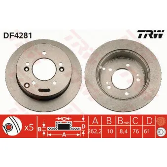 Jeu de 2 disques de frein arrière TRW DF4281