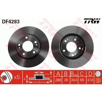 Jeu de 2 disques de frein avant TRW DF4283