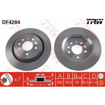 Jeu de 2 disques de frein arrière TRW DF4284