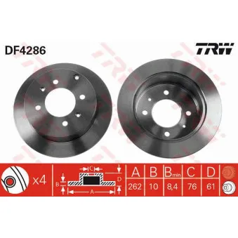 Jeu de 2 disques de frein arrière TRW DF4286