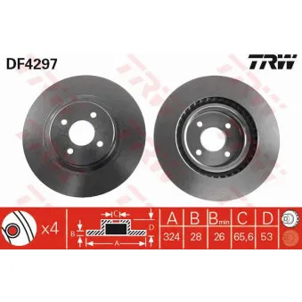 Jeu de 2 disques de frein avant TRW DF4297