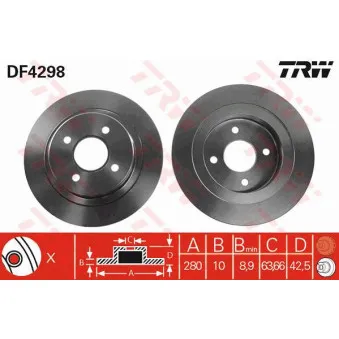 Jeu de 2 disques de frein arrière TRW DF4298