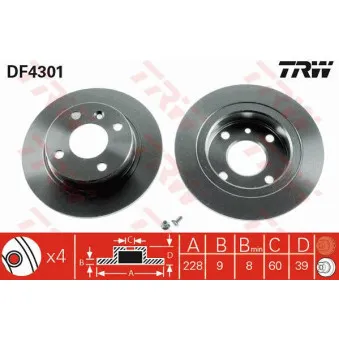 Jeu de 2 disques de frein arrière TRW